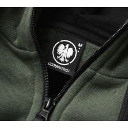 ULTRAPATRIOT MODEL BLCK24 mikina s kapucňou čierno-zelená zips