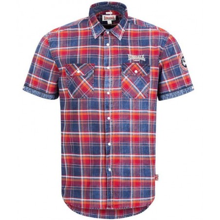 LONSDALE BOXGROVE modro-červená košeľa s krátkym rukávom